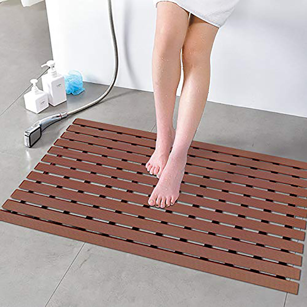 Eurotex Shower Mat Non Slip for Bathroom, Anti Skid Bathtub Mat (Brown
