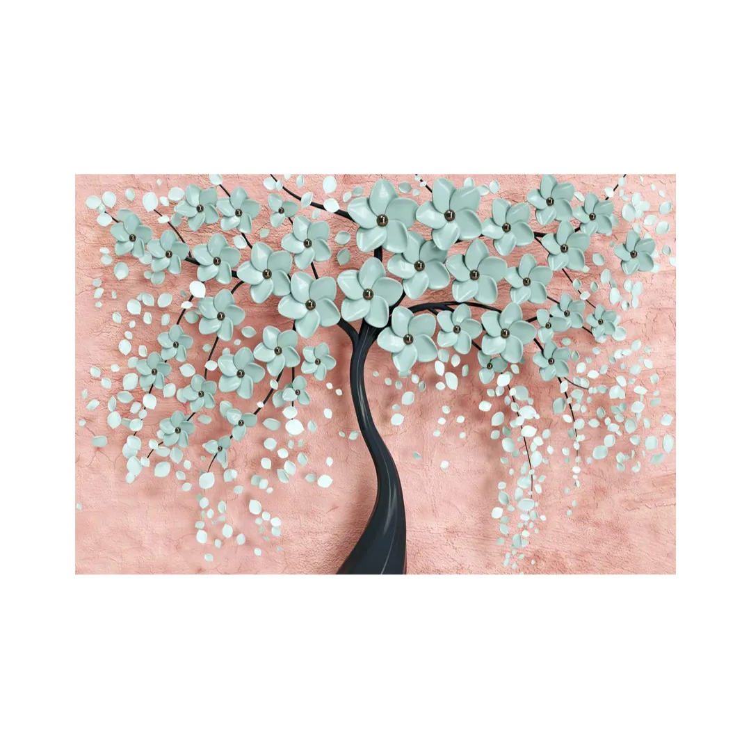 Eurotex White Flowers Tree, Framed Canvas Printed Wall Art (24x36 In) Eurotex