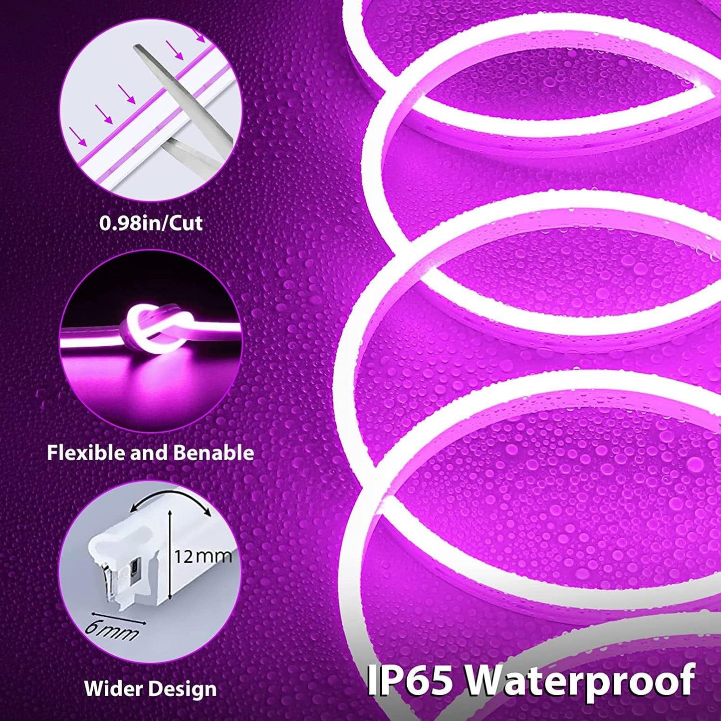 Eurotex 300 LEDs 5M Purple Steady Neon Rope Light (Pack of 1)