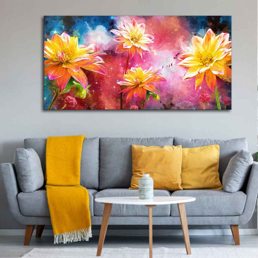 Eurotex Modern Abstract Art Of Flowers, Canvas Printed, Home Wall Painting Eurotex