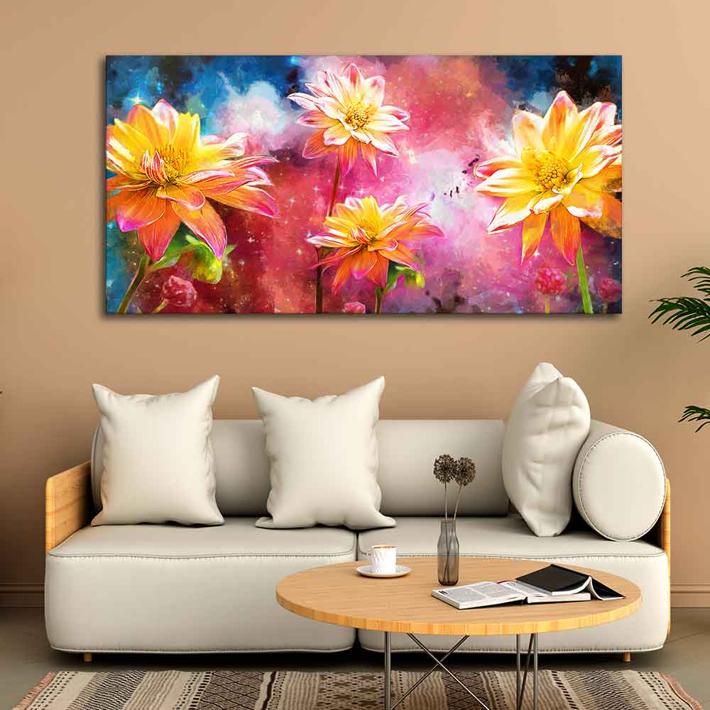 Eurotex Modern Abstract Art Of Flowers, Canvas Printed, Home Wall Painting Eurotex