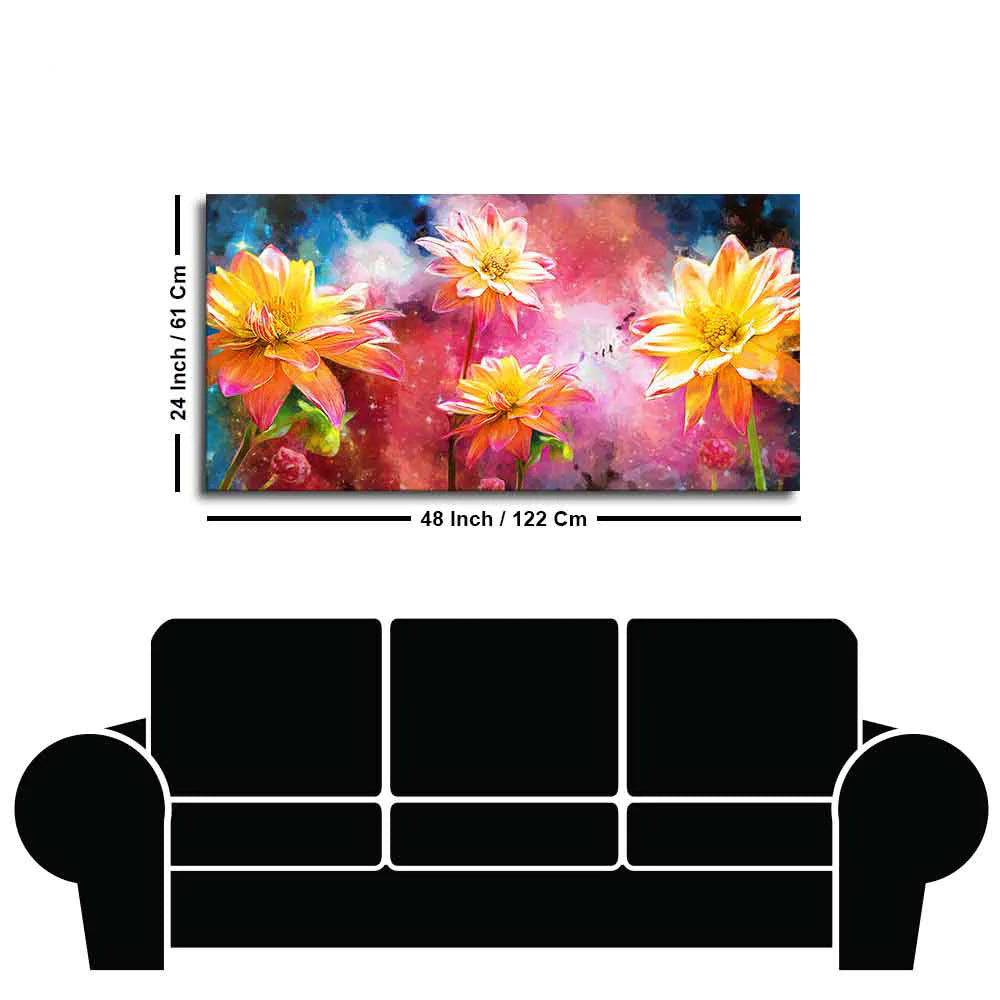 Eurotex Modern Abstract Art Of Flowers, Canvas Printed, Home Wall Painting Eurotex