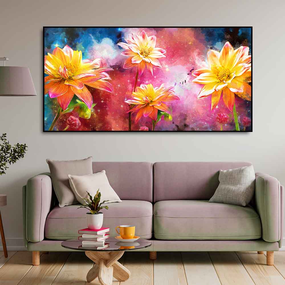 Eurotex Modern Abstract Art Of Flowers, Canvas Printed, Home Wall Painting Eurotex