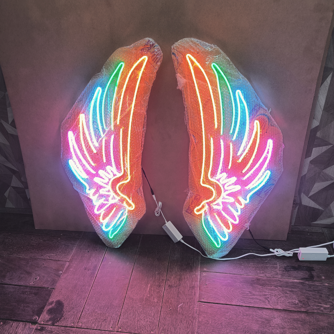 Eurotex Wings Neon Sign, Wall Decor, Neon Signs for room (48x24 In)