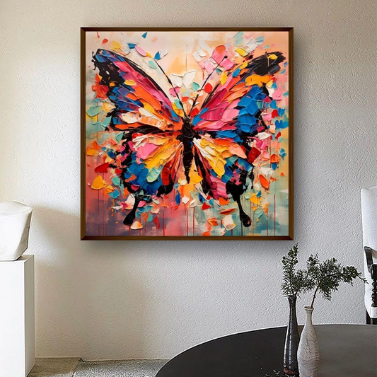 Butterfly Painting, Framed Premium Canvas Wall Art for Home (24x24 In)