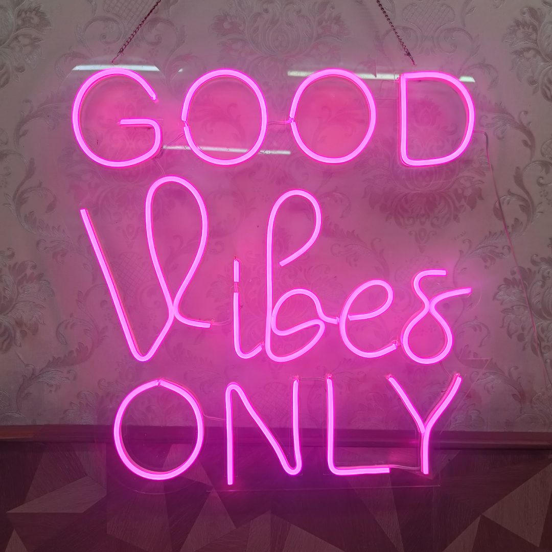 Eurotex Good vibes Only Neon Sign, Wall Decor, Neon Signs for room (24x20 In)