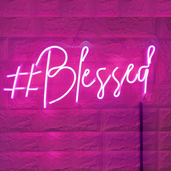 Beautiful Blessed Neon Sign | Modern Neon Signs & LED Lights | Personalized Wall Decor in India (8x14 In)