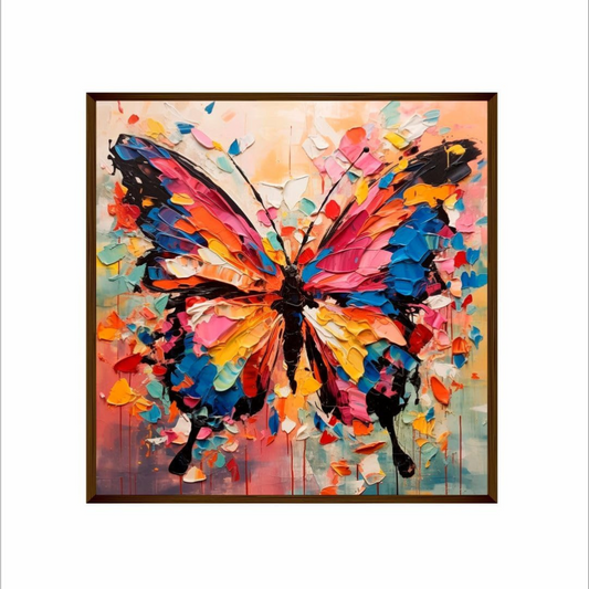 Butterfly Painting, Framed Premium Canvas Wall Art for Home (24x24 In)