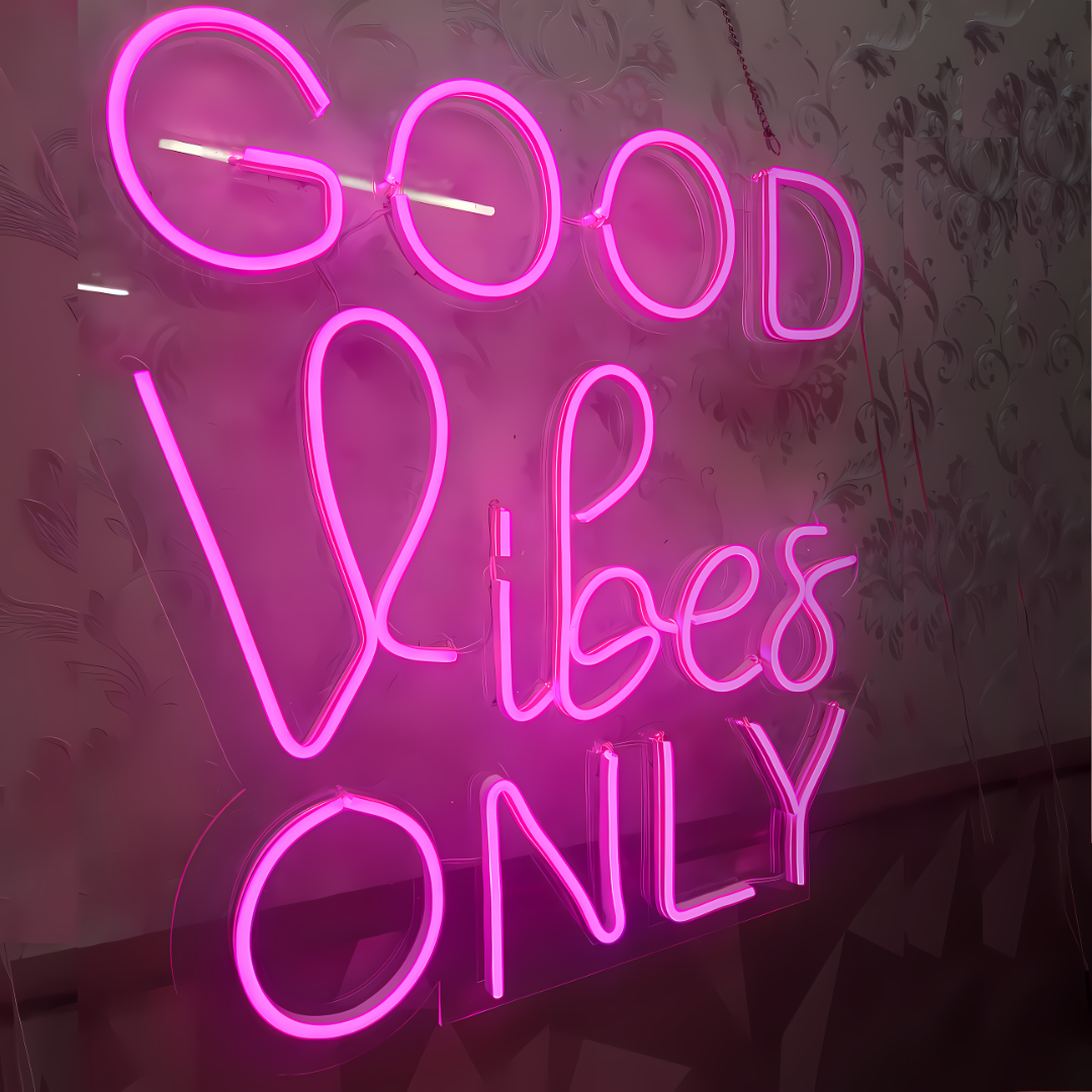 Eurotex Good vibes Only Neon Sign, Wall Decor, Neon Signs for room (24x20 In)