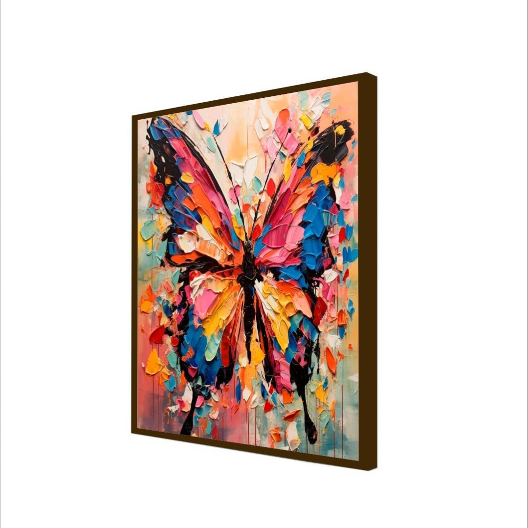 Butterfly Painting, Framed Premium Canvas Wall Art for Home (24x24 In)