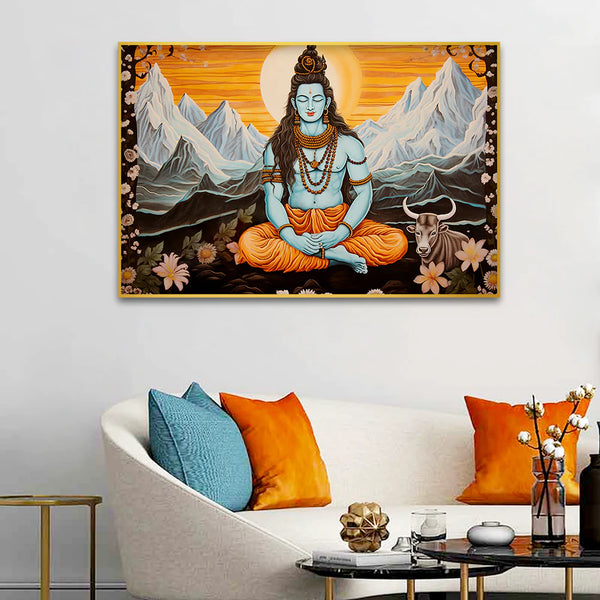 Eurotex Lord Shiva With Nandi, Canvas Printed, Painting For Drawing Room