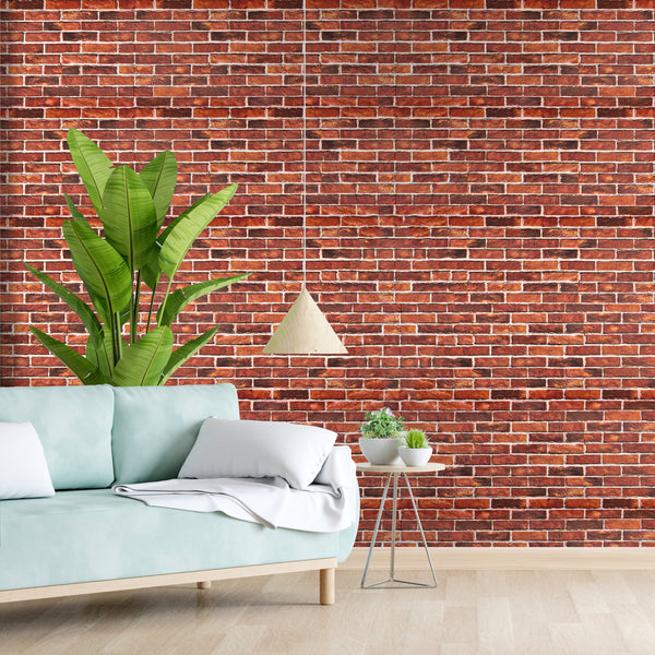 Eurotex Brick Design, Red Wallpaper For Walls (PVC, 21inch x 33ft, Roll 57sqft)