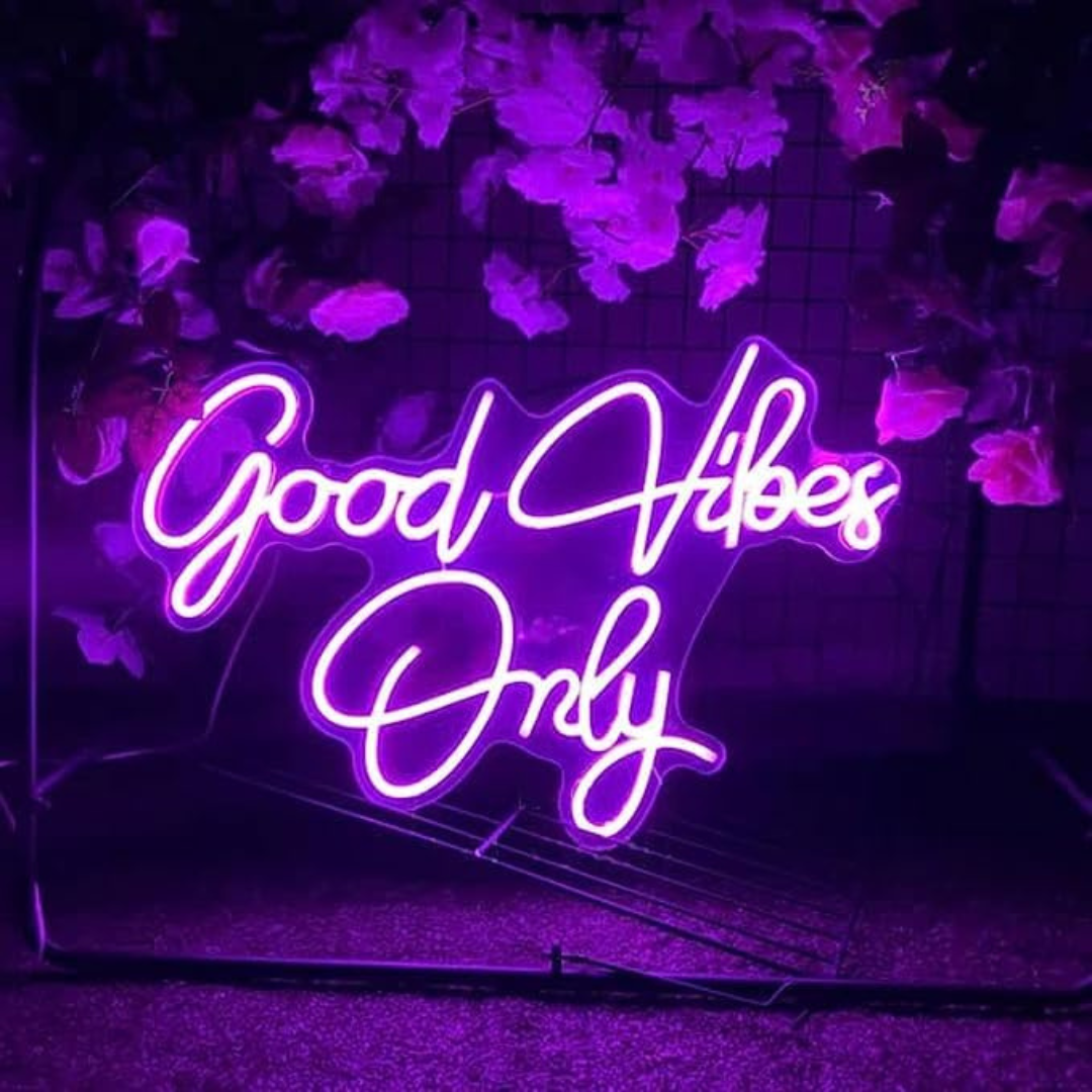 Eurotex Good vibes Only Neon Sign, Wall Decor, Neon Signs for room (24x20 In)