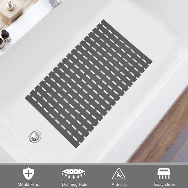 Eurotex Anti Slip Shower Mat for Bath, Kitchen, Pool and Wet Area, Skid Proof (Black, PVC, 43x61 cm)