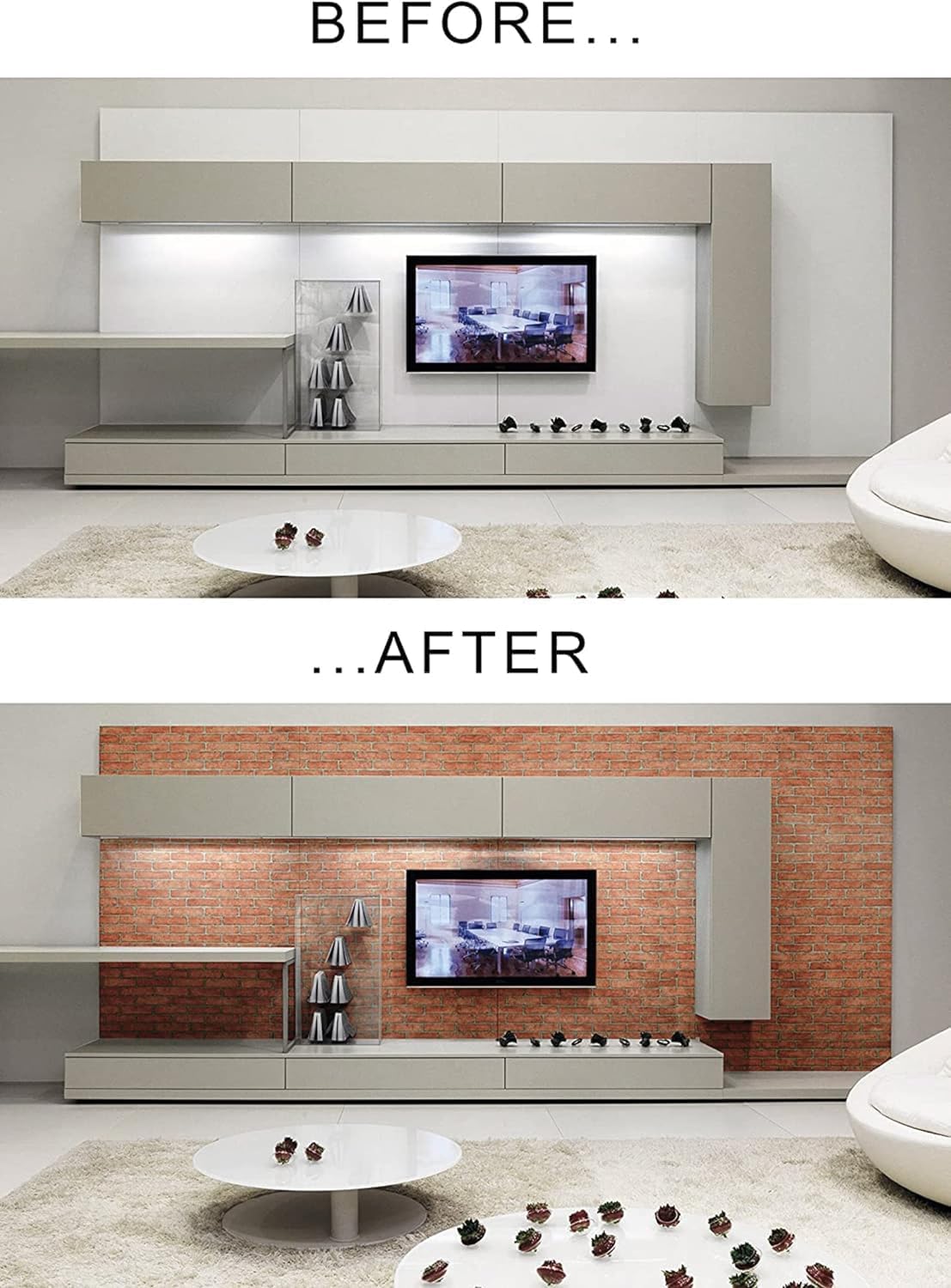 Eurotex Damask Design, Brick, Peel and Stick, Self Adhesive Wallpaper - (45 cm x 300cm) Eurotex