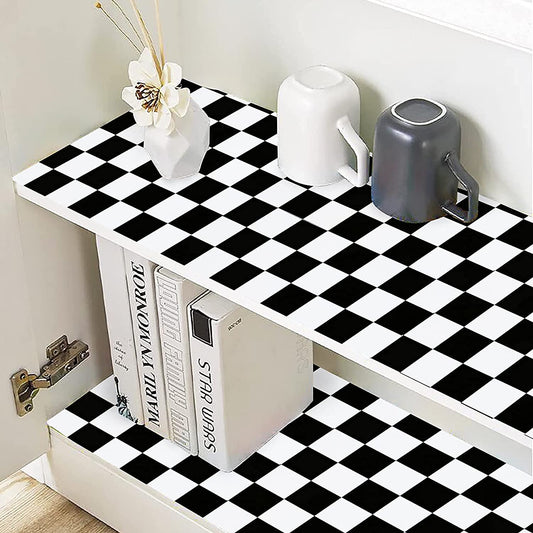 Eurotex Self Adhesive Wallpaper Waterproof Vinyl Stickers PVC Wall Papers 45cm x 300cm (Black & White Check) Eurotex