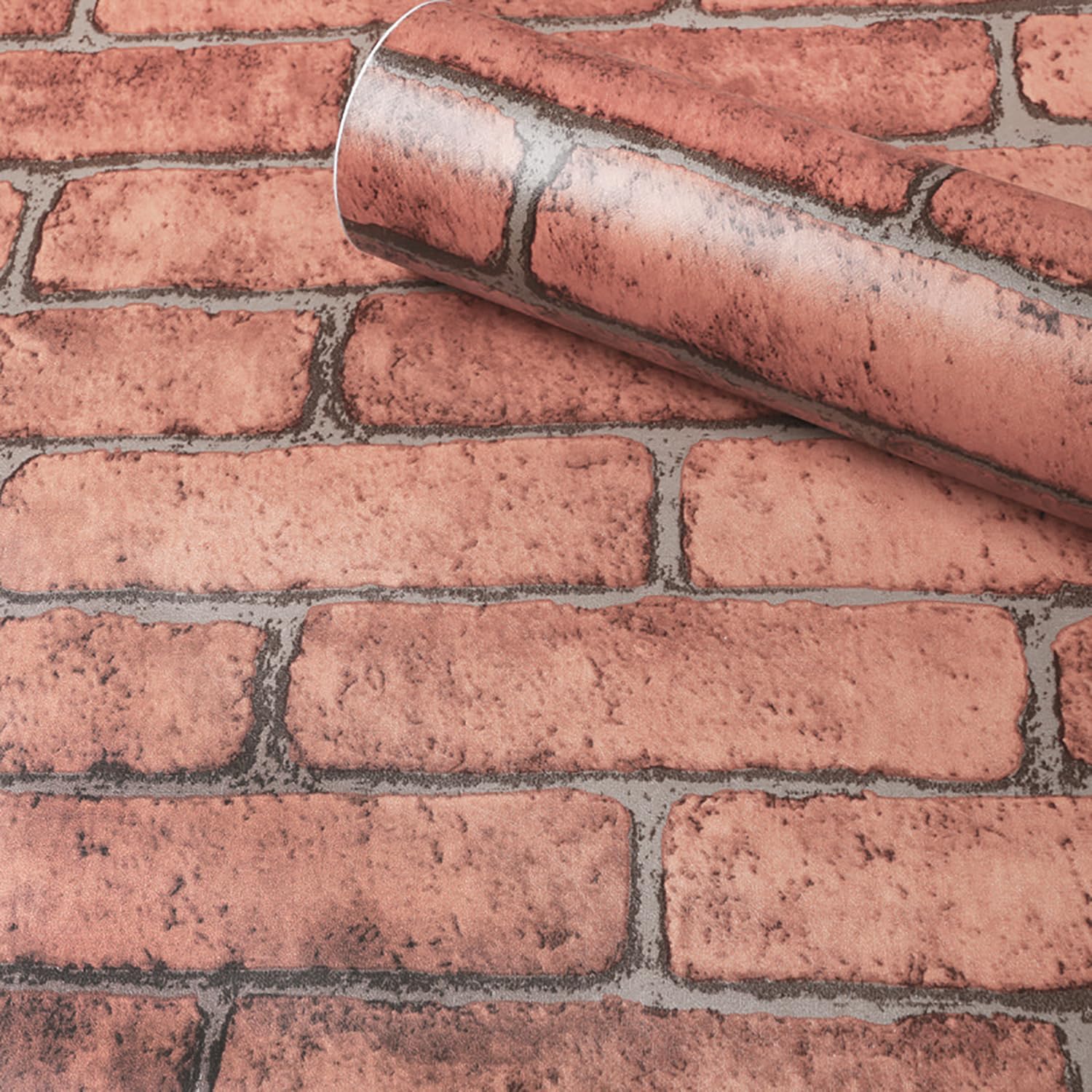 Eurotex Damask Design, Brick, Peel and Stick, Self Adhesive Wallpaper - (45 cm x 300cm) Eurotex