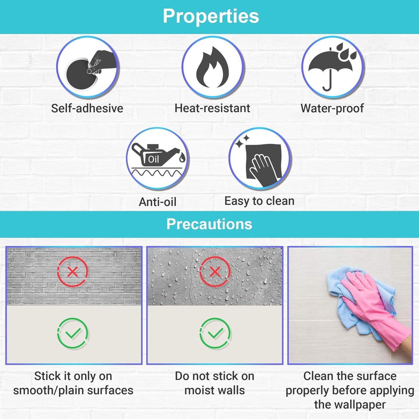 Eurotex Damask Design, White Brick, Peel and Stick, Self Adhesive Wallpaper - (45 cm x 300cm) Eurotex