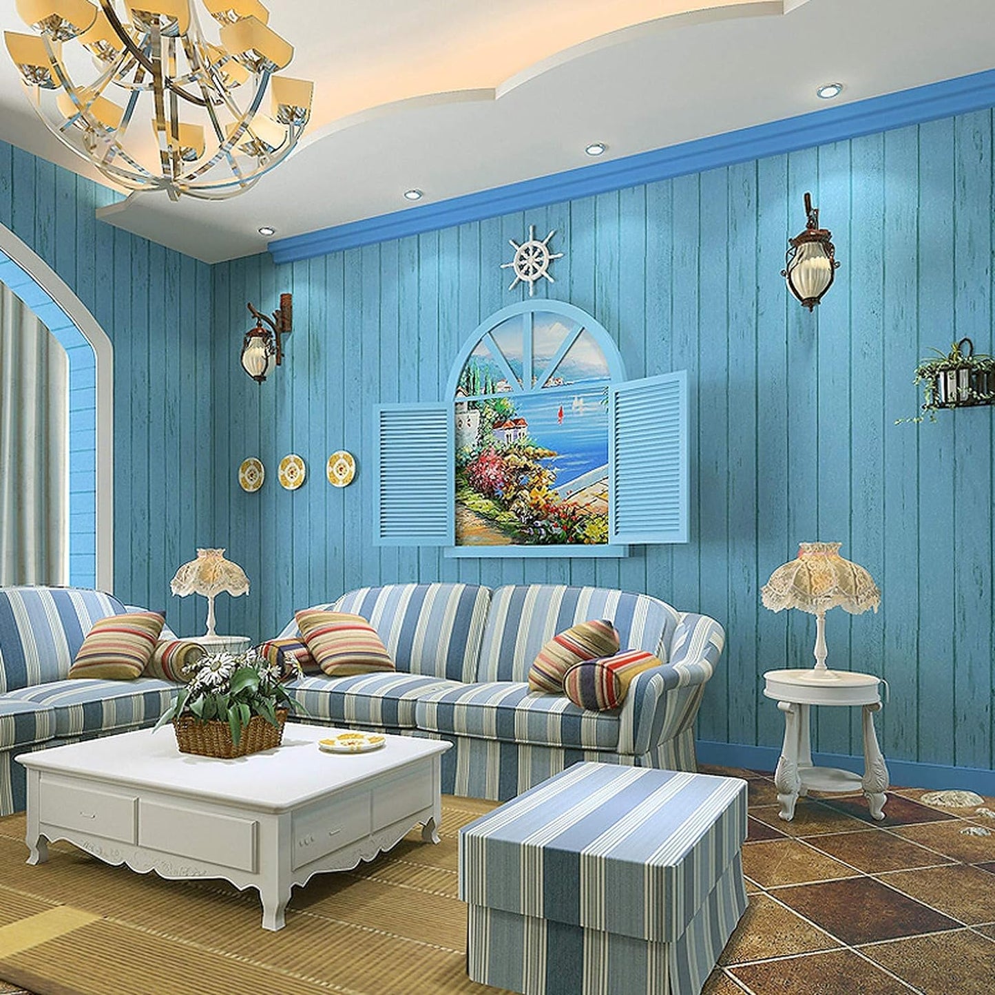 Eurotex Damask Design, Wood Grain, Peel and Stick, Self Adhesive Wallpaper - (45 cm x 300cm) Eurotex