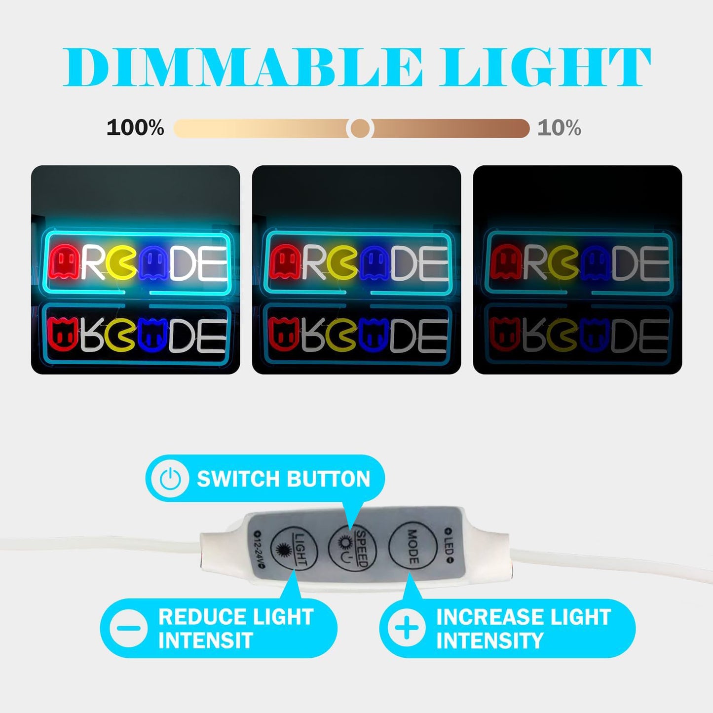 Eurotex Arcade Gaming Neon Sign, Wall Decor, Neon Signs for room