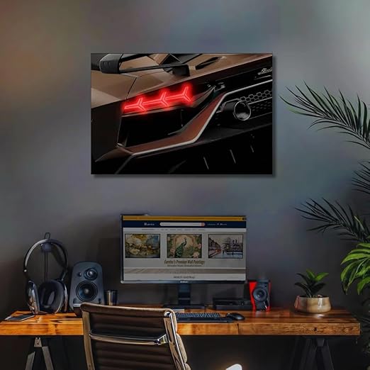 Fabsouk Neon Supercar Poster for Bedroom, Living Room, Gift Wall Decor (Aventador SV J)