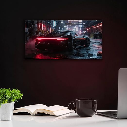 fabsouk Neon Supercar Poster for Bedroom, Living Room, Gift Wall Decor (BATMOBILE)