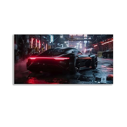 fabsouk Neon Supercar Poster for Bedroom, Living Room, Gift Wall Decor (BATMOBILE)