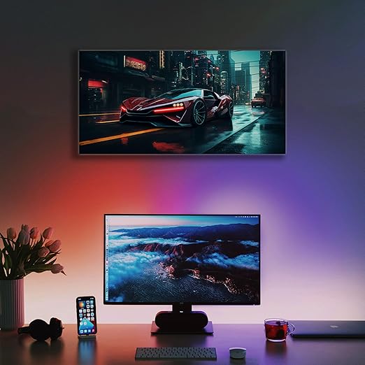 fabsouk Neon Supercar Poster for Bedroom, Living Room, Gift Wall Decor (Bugatti)