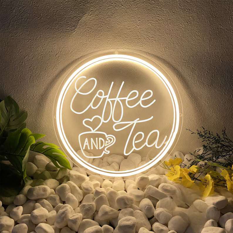 Eurotex Coffee and Tea Neon Sign, Wall Decor, Neon Signs for room (36x36 In)