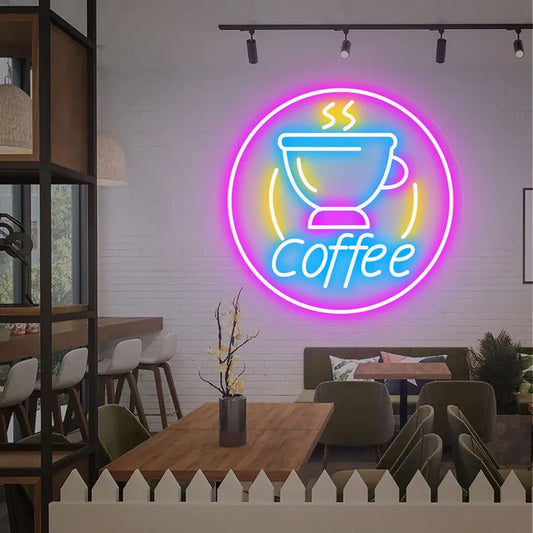 Eurotex Coffee Neon Sign, Wall Decor, Neon Signs for room (48x48 In)