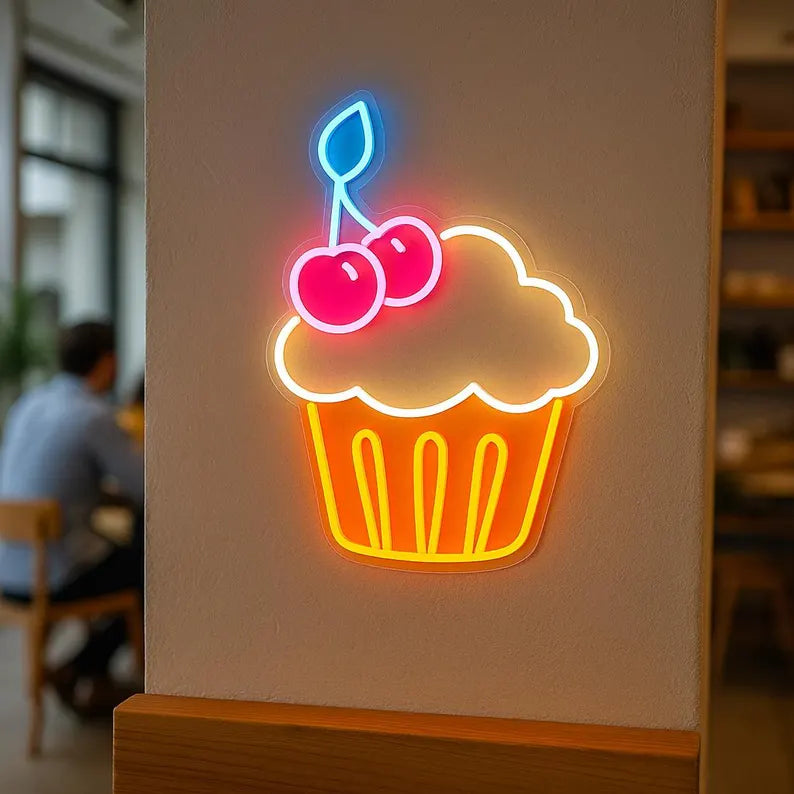 Eurotex Cupcake Neon Sign, Wall Decor, Neon Signs for room (24x36 In)
