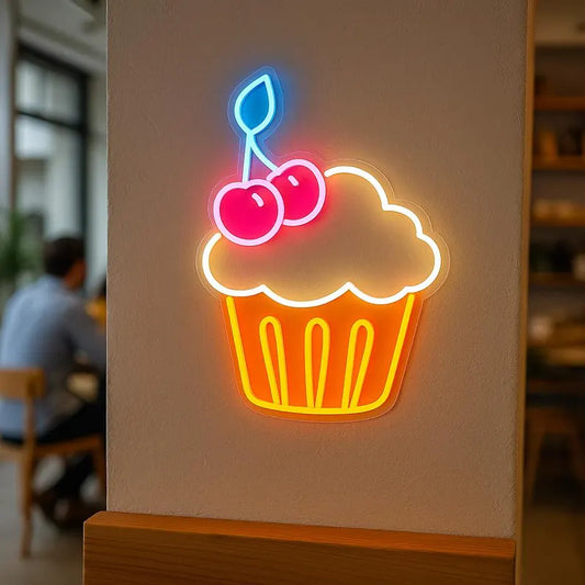 Eurotex Cupcake Neon Sign, Wall Decor, Neon Signs for room (24x36 In)