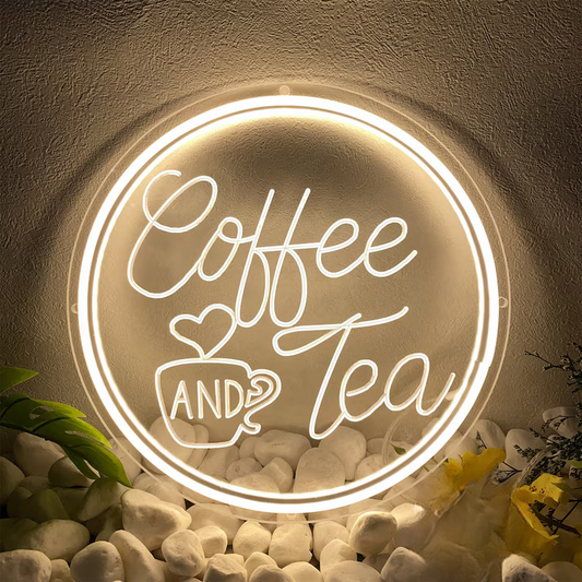 Eurotex Coffee and Tea Neon Sign, Wall Decor, Neon Signs for room (36x36 In)