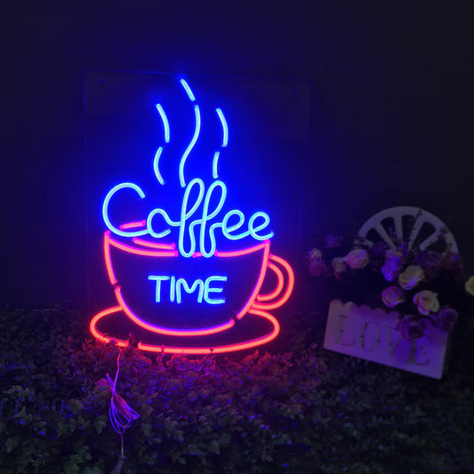 Eurotex Coffee Time, Wall Decor, Neon Signs for room (24x36 In)