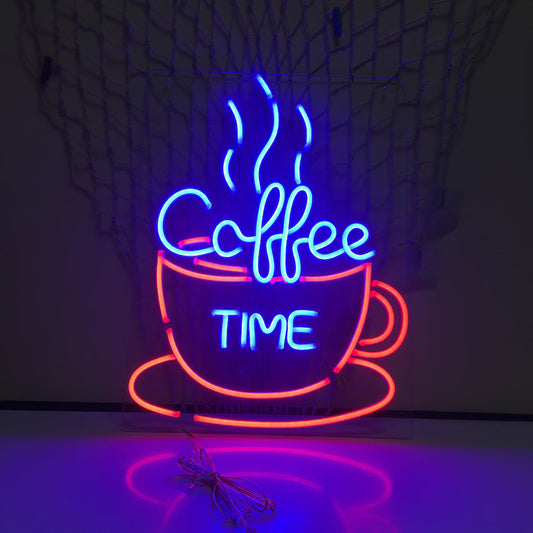 Eurotex Coffee Time, Wall Decor, Neon Signs for room (24x36 In)