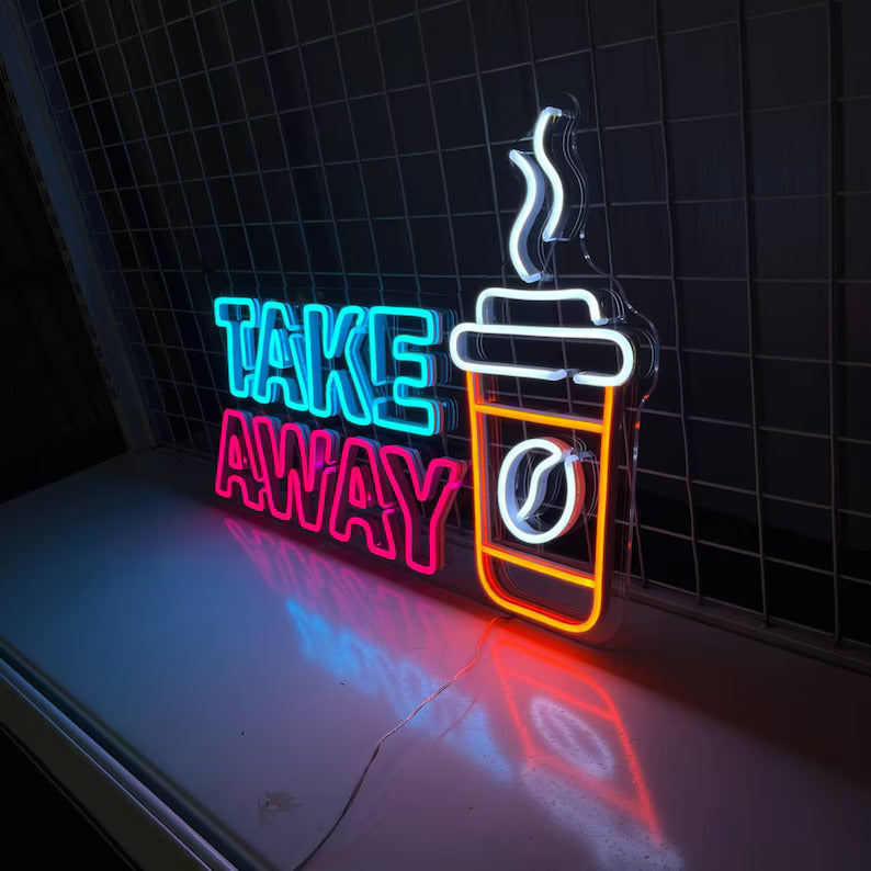 Eurotex Take Away Neon, Wall Decor, Neon Signs for room (24x36 In)