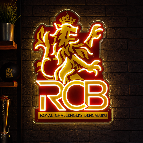 Royal Challengers Bengaluru Inspired LED Neon Sign | Premium Cricket Wall Light for Home, Café & Gaming Room