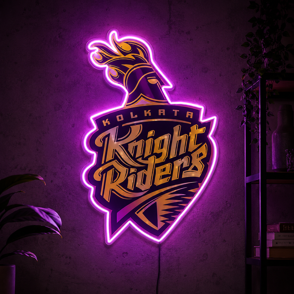 Kolkata Knight Riders Inspired Purple LED Neon Sign | Cricket Wall Decor for Gaming Room & Fan Cave