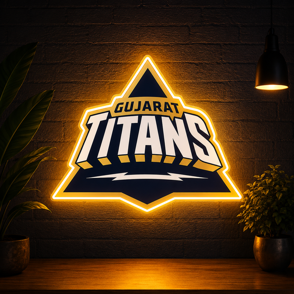 Gujarat Titans Inspired LED Neon Sign | Cricket Logo Wall Decor | Premium LED Neon Light for Sports Rooms