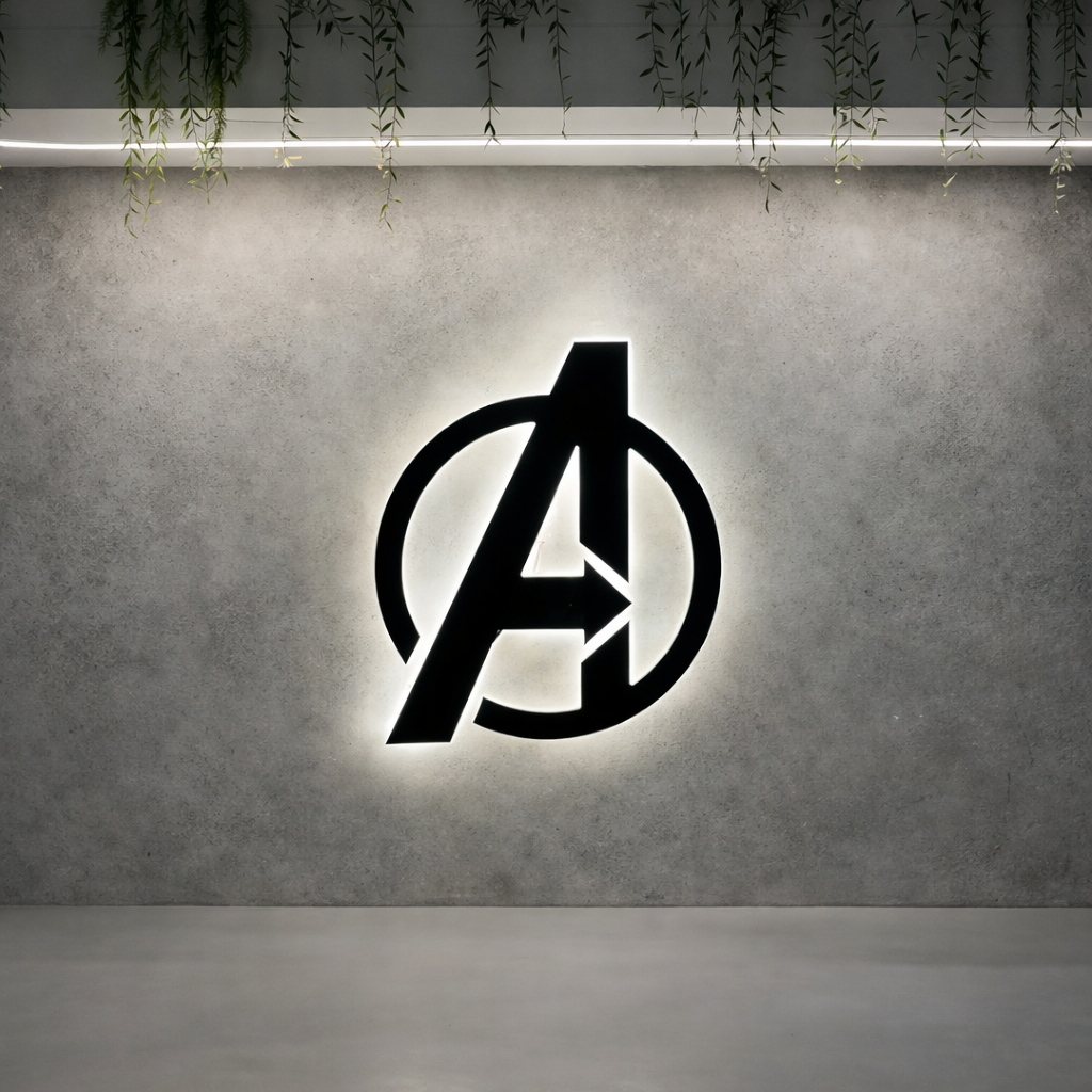 Avenger Backlit Stained Glass Wall Art – Artistic LED Wall Décor for Elegant Interiors