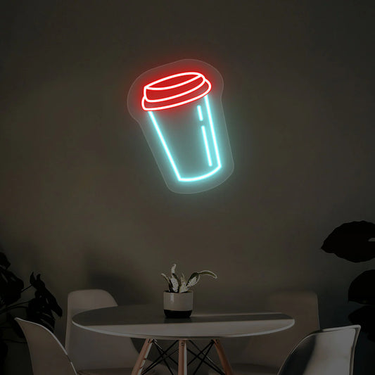 Coffee Cup Neon Signs & Light Up Signs | Custom Glow Boards (12 Inch x 18 Inch)