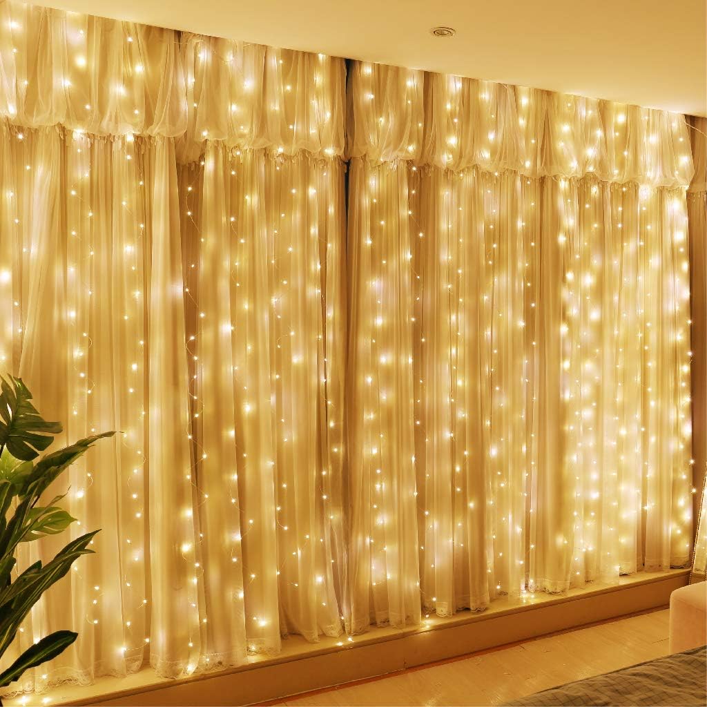 Eurotex Led Curtain String Lights, Warm White, For Indoor Outdoor Decoration (Warm White Color, 3 X 3 Meter) Plastic