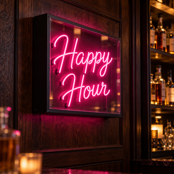 Neon Sign in Box Frame – Cafe & Bar 24 Inch
