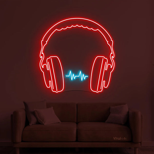 Gaming Headset Neon Sign Custom Made | LED Gamer Wall Decor & Streaming Room Light