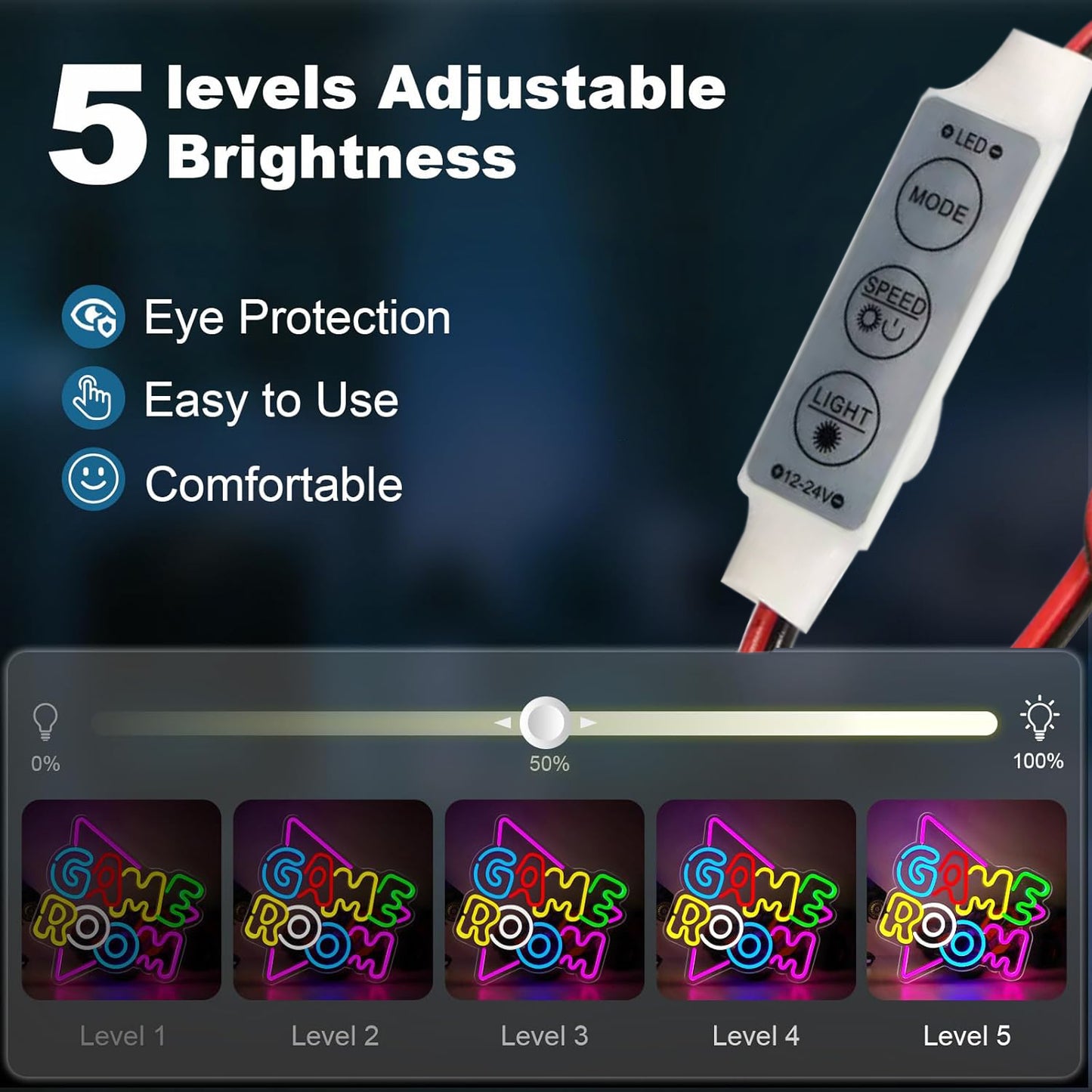 Eurotex Game Room Neon Sign, Wall Decor, Neon Signs for room