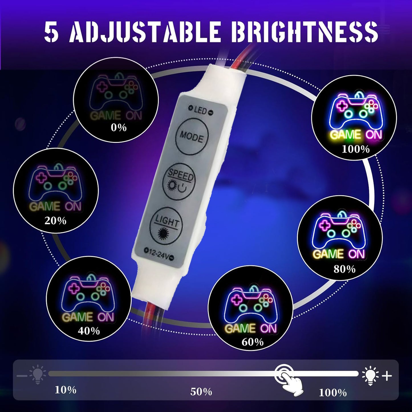 Eurotex Game On Neon Sign, Wall Decor, Neon Signs for room