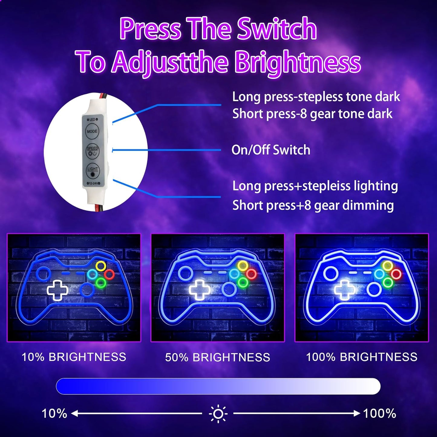 Eurotex Gaming Controller Neon Sign, Wall Decor, Neon Signs for room