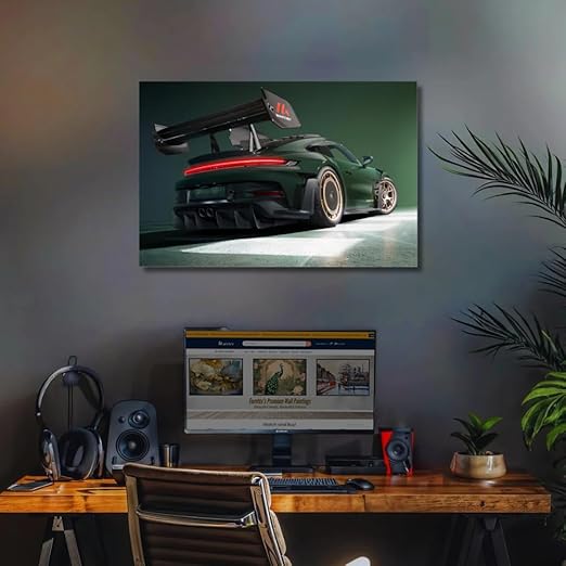 Fabsouk Neon Supercar Poster for Bedroom, Living Room, Gift Wall Decor (GT3 RS Manthaney)