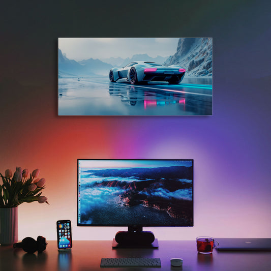 fabsouk Neon Supercar Poster for Bedroom, Living Room, Gift Wall Decor (GTR-40)