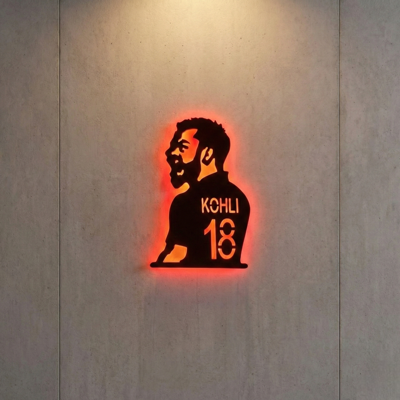 Virat Kohli Backlit Outdoor Wall Art – Weather-Resistant LED Illuminated Wall Décor